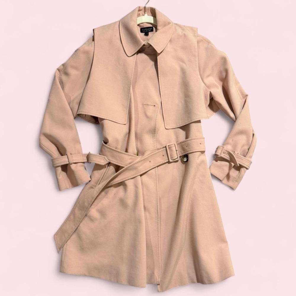 Topshop Pink Trench Coat Balletcore Twee Belted Jacket US 6 07L05JLPL